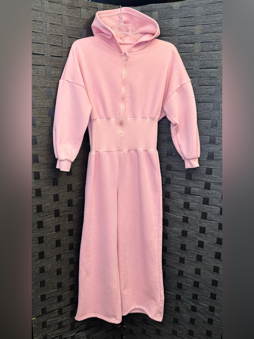 SHEIN Sparklyn Tween Girl Pink Girls' Hooded Zip Jumpsuit